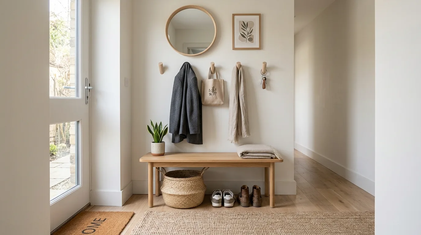 Bring in a mirror to stretch the entrance visually inspiration for a small entryway.